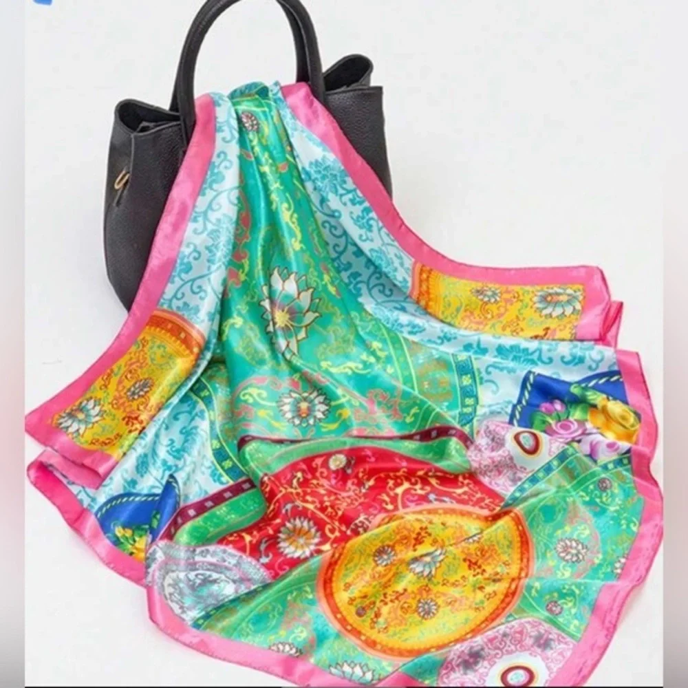 ✨NEW✨ Vibrant Multicolor faux Silk Scarf